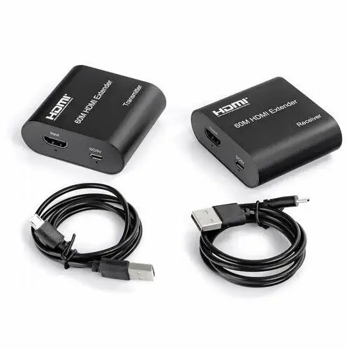 Transmiter HDMI LAN Przedłużacz Extender 1080p 60m Nadajnik Odbiornik + USB