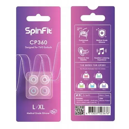 SpinFit CP360-XL/L Profesjonalne Nakładki 2 Pary