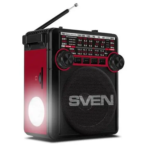 Sven SRP-355 radio przenośne, radyjko Fm Usb microSD, retro Czerwone