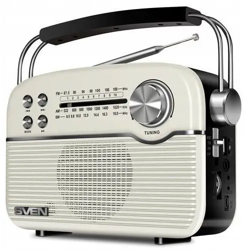 Sven SRP-500 White radio Fm Am Sw retro przenośne akumulatorowe vintage