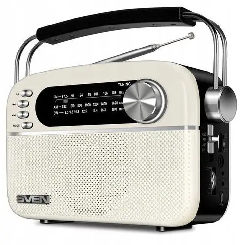 Sven SRP-505 White radio Fm Am Sw retro przenośne akumulatorowe vintage