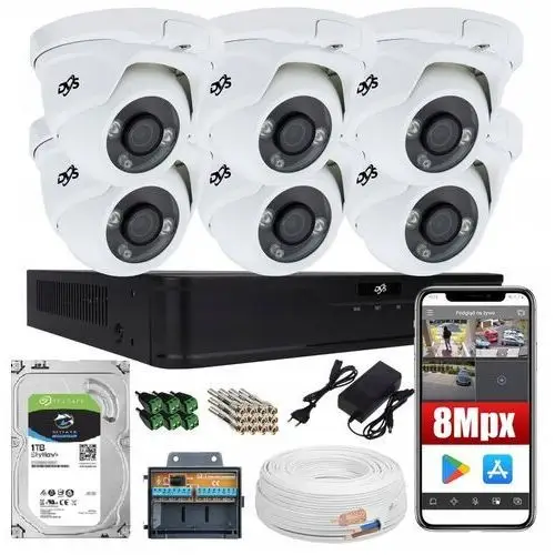 System monitoring 6kamer 8Mpx 4K aplikacja P2P Dysk 1TB Podglad Zdalny Dvs