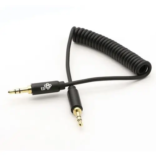 Kabel audio 3,5 mm mini jack, spiralny pozłacane końcówki 1m Tb