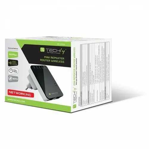 Techly 301078 wireless mini router / wzmacniacz sygnału 802.11n 300mb/s, dogniazdkowy