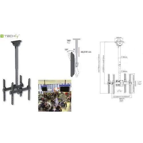 Uchwyt sufitowy 2x LCD/LED Techly ICA-CPLB 944D dwustronny 32-55" czarny, 1_640625