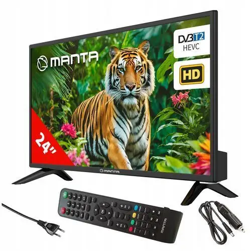 Telewizor 24 cale Tv przenośny Hd Led tuner dekoder DVBT2 Usb +uchwyt Manta