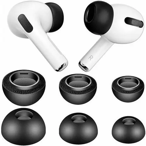 Silikonowe gumki douszne do apple airpods pro gen 1/2/3 komplet (s, m, l) czarne Tradebit