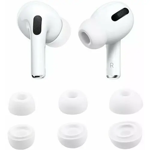 Tradebit Silikonowe gumki douszne do apple airpods pro gen 1/2/3 komplet (s, m, l) biały