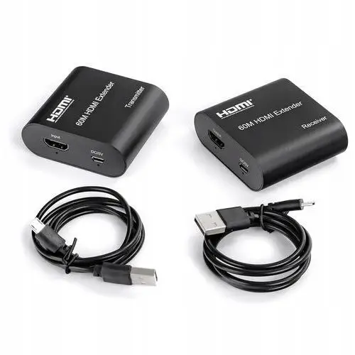 Transmiter Hdmi Lan Przedłużacz Extender 1080p 60m Nadajnik Odbiornik Usb