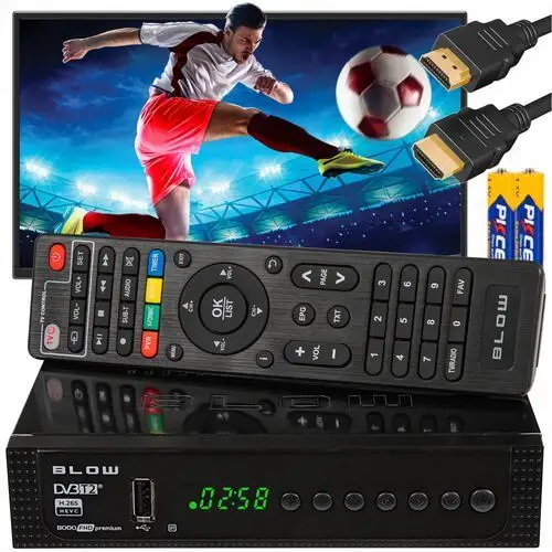 Tuner Dekoder DVB-T2 Tv Naziemnej H.265 Hevc Full Hd Premium Pilot Baterie