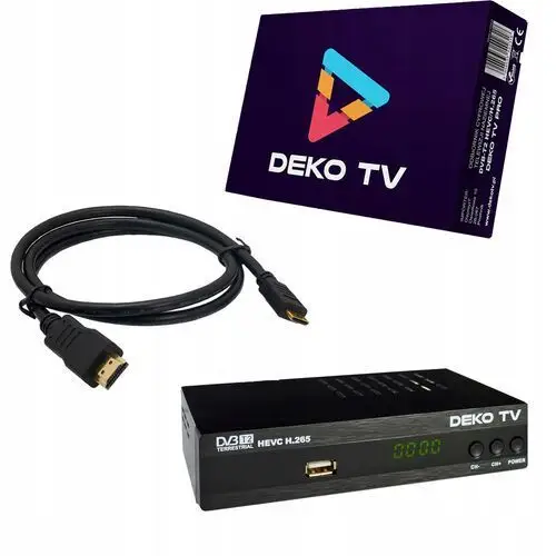 Tuner Dekoder DVBT2 DekoTV Pro Telewizji Naziemnej DVB-T2 Hdmi Kabel Deko