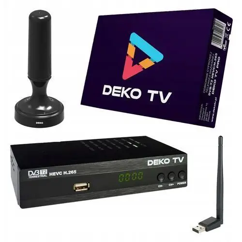 Tuner Dekoder DVBT2 DekoTV Pro tv naziemnej DVB-T2 Deko Antena Rf Wifi