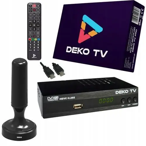 Tuner Dekoder DVBT2 DekoTV Pro tv naziemnej DVB-T2 H.265 Deko Antena Rf