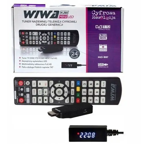 Tuner Dekoder Telewizji Naziemnej DVB-T2 Wiwa H.265 Mini Led