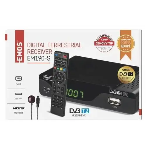 Tuner Dekoder Tv Naziemna DVB-T2 Emos EM190-S Hevc 265