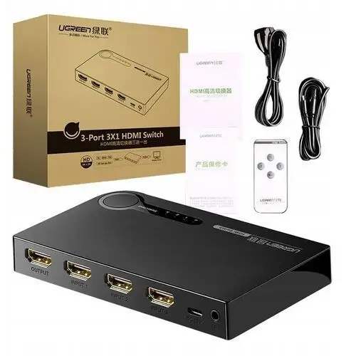 Ugreen Adapter Przełącznik Do Komputera Laptopa 3X Hdmi 2.5Gbps 250MHZ