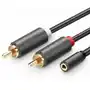 Ugreen av102 kabel 2x rca (cinch) jack 3.5 mm 5m (czarny) Sklep on-line