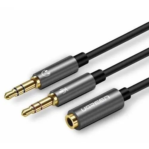 UGREEN AV140 Rozdzielacz audio AUX słuchawki + mikrofon do kabel mini jack 3,5 mm, 28cm, aluminium (czarny), 20899