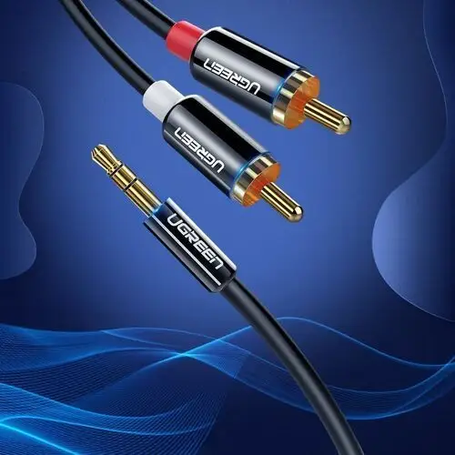 Kabel audio Ugreen 3,5mm mini jack (typ męski) - 2RCA, 3m, czarny, 10590B