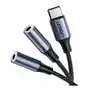 Ugreen kabel przewód rozdzielacz słuchawkowy USB Typ C - 2x 3,5 mm mini jack AUX 20cm szary (30732) Sklep on-line