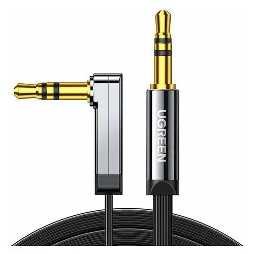 Ugreen , kątowy kabel mini jack 3,5mm aux ugreen av119, płaski, 0.5 m (czarny)