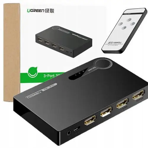 Ugreen Przełącznik Splitter Hub Switch Hdmi 3X Hdmi Czarny