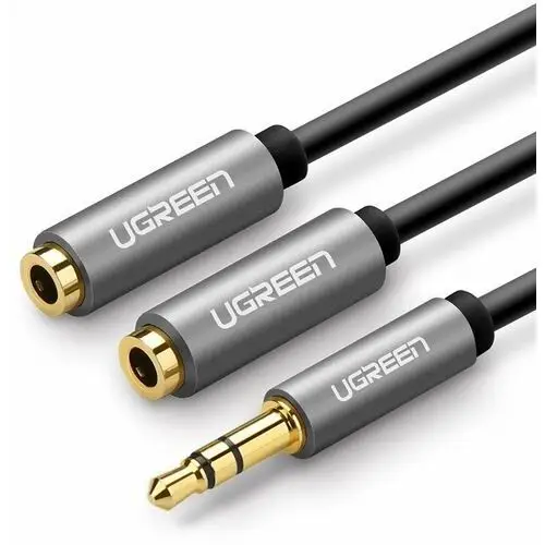 UGreen, Rozdzielacz audio AUX,AV123, kabel jack 3,5 mm, 20cm (szary)