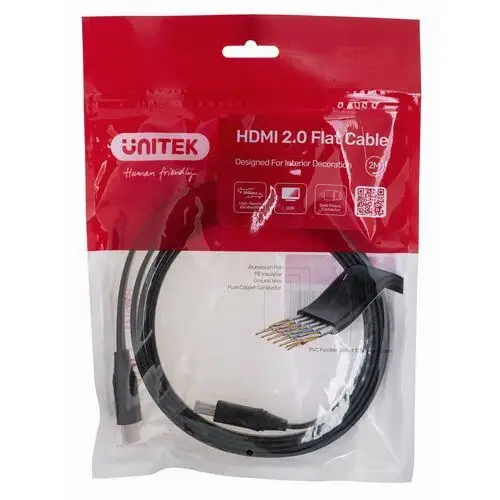 Unitek kabel hdmi 2.0 4k60hz,płaski,2m,c11063bk-2m