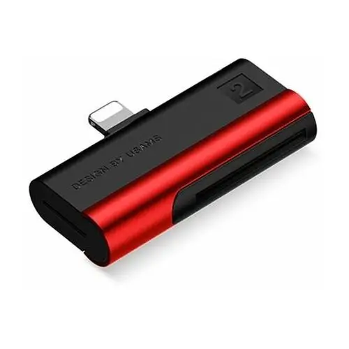 USAMS Czytnik kart SD/microSD ze złączem lightning czerwony/red SJ430DKQ02 (US-SJ430)