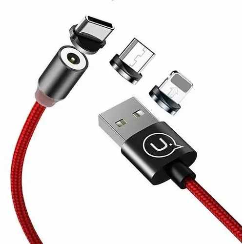 Usams kabel magnetyczny u-sure 3w1 1m czerwony/red (lightning/microusb/usb-c) sj438usb02 (us-sj438)