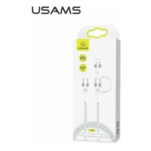 USAMS Kabel pleciony U31 USB-C na USB-C /lightning 60W PD Fast Charge biały/white SJ403USB02 (US-SJ403)