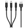 Usams kabel pleciony u5 3w1 1,5m 2a czarny/black (lightning/microusb/usb-c) sj2193in101 (us-sj219) Sklep on-line