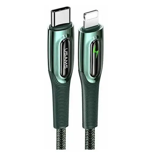 USAMS Kabel pleciony USB-C na Lightning Smart Power-off 20W PD Cable1.2m ciemny zielony/dark green SJ518USB02 (US-SJ518)