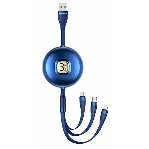 Usams kabel u69 3w1 1m niebieski/blue (lightning/microusb/usb-c) sj508usb02 (us-sj508)
