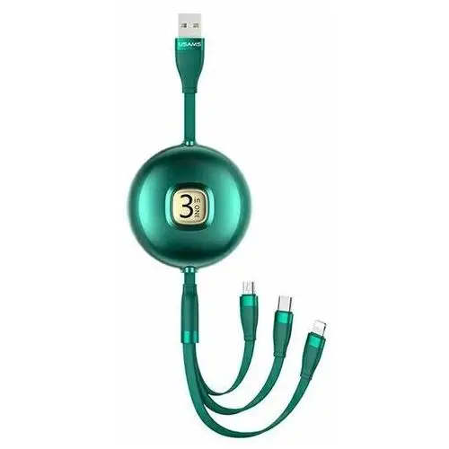 USAMS Kabel U69 3w1 1m zielony/green (lightning/microUSB/USB-C) SJ508USB03 (US-SJ508)