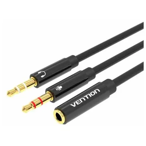 Kabel audio 2x 3,5mm męski do 4 biegunowego żeńskiego 3,5mm 0,3m bbtby czarny Vention