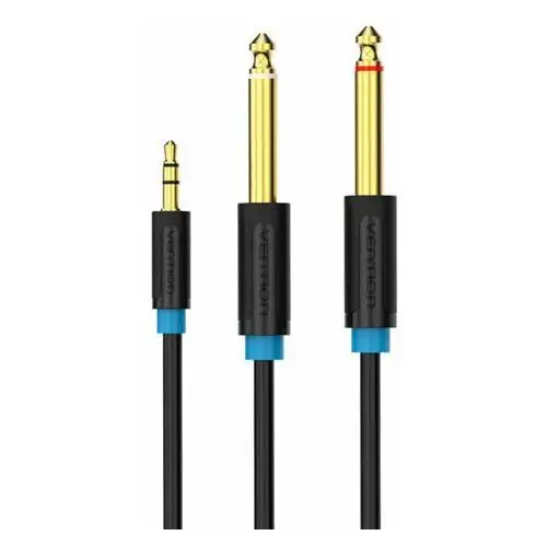 Vention, Kabel Audio 3,5Mm Trs Męski Do 2X 6,35Mm Męski 2M Bacbh Czarny