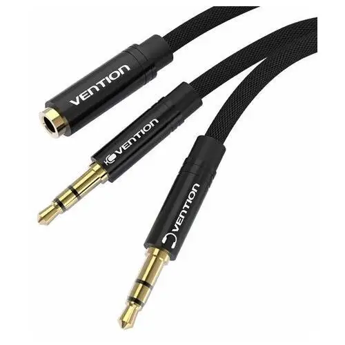 Vention , kabel mini jack 3.5 mm, żeński) do 2x mini jack 3.5 mm, męski) bblbf 1m, czarny