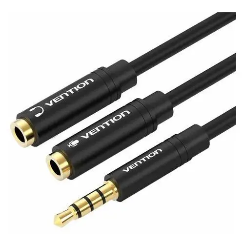 Rozdzielacz stereo 3,5mm, męski) do 2x3,5 mm, żeński) bbvby 30cm, czarny) Vention