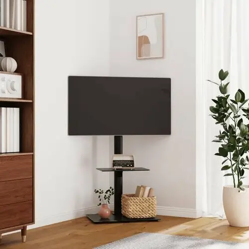 Vidaxl narożny stojak na telewizor 32-65 cali, 2-poziomowy, czarny
