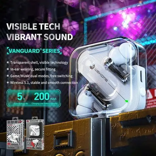 WEKOME V51 Vanguard Series - Bezprzewodowe słuchawki Bluetooth V5.1 TWS z etui ładującym (Czarny), WK-V51_BLACK