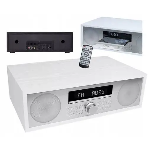 Wieża Odtwarzacz CD Usb Bluetooth Radio Domowe Miniwieża MP3 Retro Biała