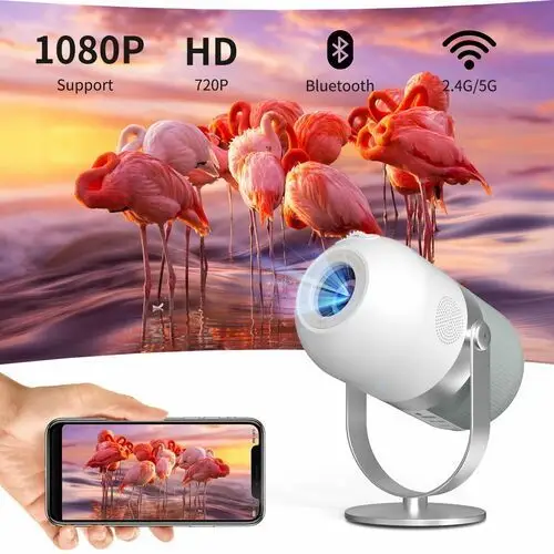 Mini projektor 360 android 9.0 wifi miracast aircast przenośny rzutnik full hd do telefonu bluetooth hdmi/usb/usb-c h6 360 Zenwire