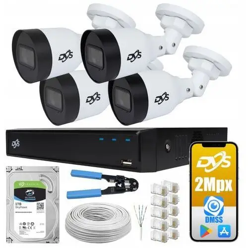 Zestaw 4 Kamer Ip Fullhd Monitoring PoE Kompeltny