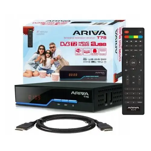 Zestaw Dekoder Tv naziemnej DVB-T2/HEVC Ariva T75 H.265 Hdmi