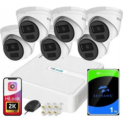 Zestaw do Monitoringu 6 Kamer 4MPx 2K+ IPCAM-T4-P PoE HiLook by Hikvision