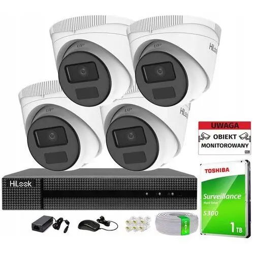 Zestaw do Monitoringu Zewnętrzny 4 Kamery Full Hd PoE HiLook by Hikvision