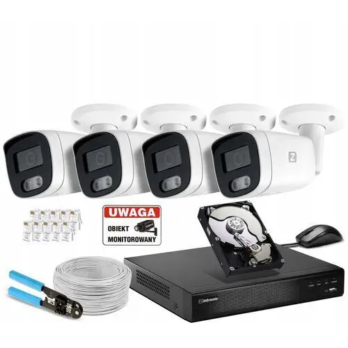 Zestaw Monitoring 4 kamery Poe 4K Ultra Hd 8Mpx Zapis Audio, Aplikacja