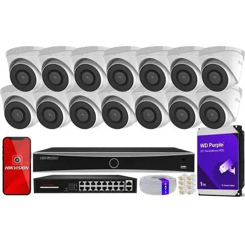 Zestaw Monitoringu 14 Kamer 5MPx IPCAM-T5 Nvr Hikvision DS-7616NXI-K2