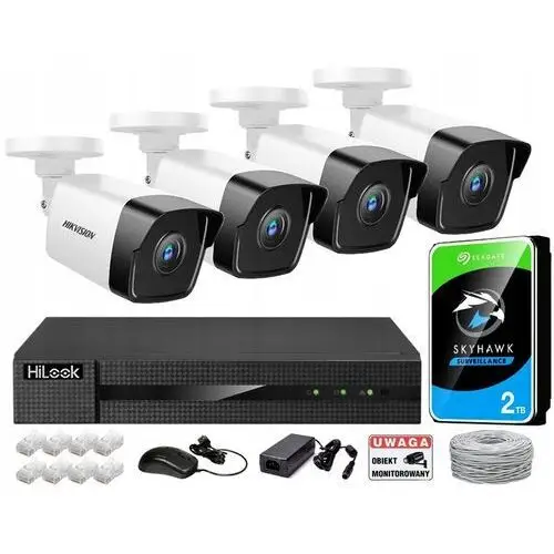 Zestaw monitoringu Ip Hikvision 4 Kamery Dysk 2TB